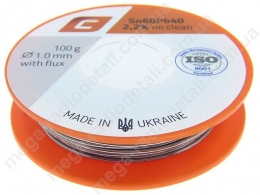 Припій в бухті Sn60Pb40 з флюсом 100g. 1.0mm