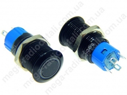 Кнопка антивандальна з фіксацією 12mm підсвітка зелена 12-24v